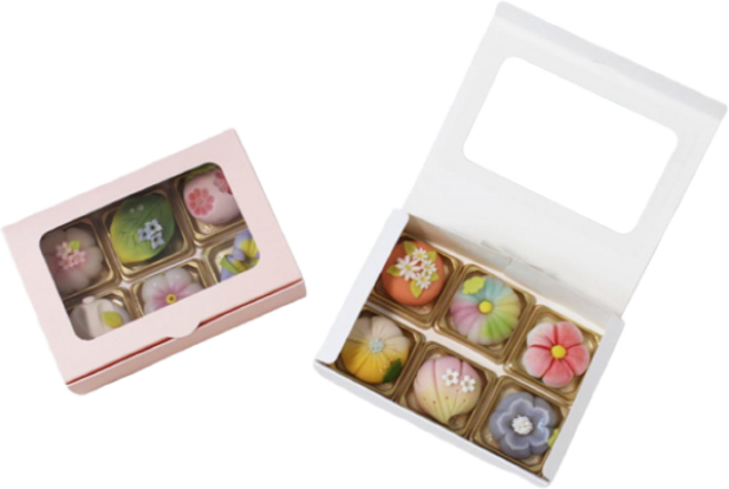 신명종합박스 화과자6구 아스테지 투명창박스 마카롱 화과자 두쫀쿠 답례 상자, 분홍, 50개