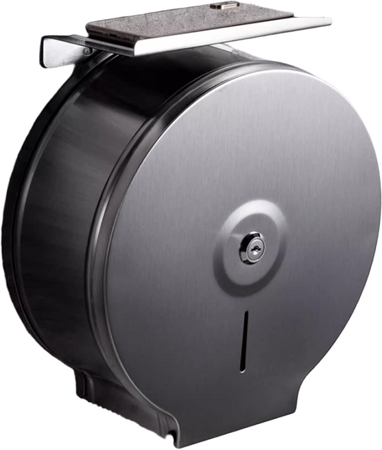 꾼스 프리미엄 무타공 선반형 가정용 스텐 점보롤 화장지 케이스, 1개, 실버(스텐선반형)