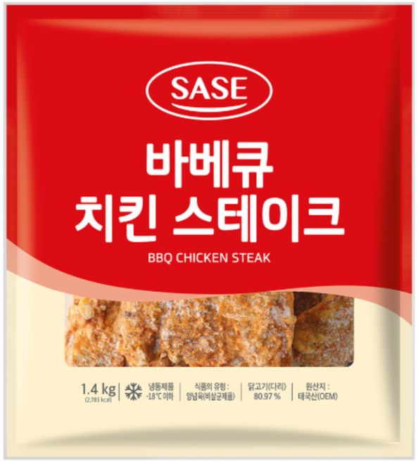 사세 바베큐 치킨 스테이크 1.4kg 냉동 닭다리살, 3개