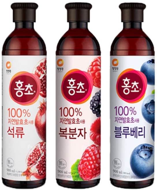 청정원 홍초 900ml 3종 (석류+복분자+블루베리) 각1개씩, 1세트