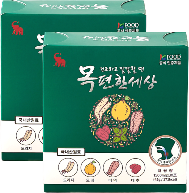 엘리펀 목편한세상 1500mg 30포 2박스, 45g, 2개