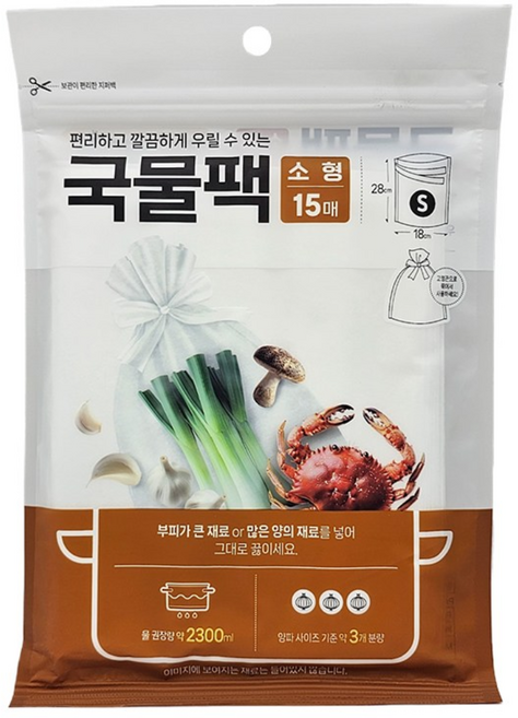 Jeepsaram 국내생산 일회용 대용량 국물팩, 1개, 15개입, 소(S)