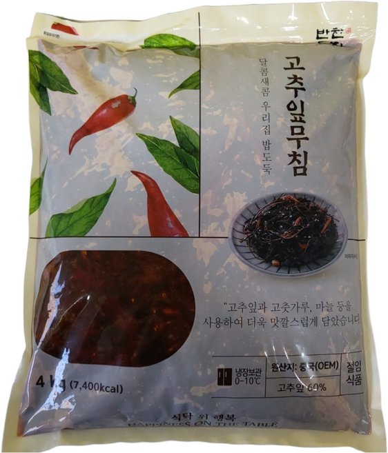 (무료배송) 반찬단지 반찬단지 고추잎무침 4kg, 4개