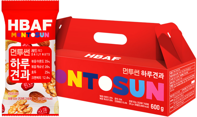 HBAF Mon To Sun每日堅果隨身包 紅款, 600g, 1盒