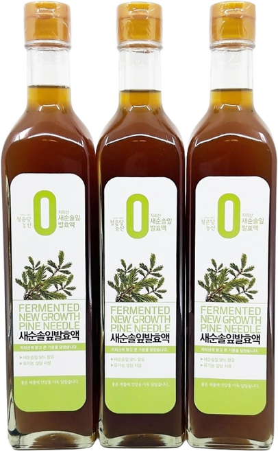 청운당농산 지리산 새순 솔잎차 엑기스 발효 진액, 3개, 3개, 500ml