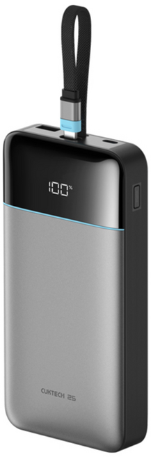 CUKTECH 쿡테크 25 SE 파워뱅크 25000mAh 100W 일체형 보조배터리 전력 표시, 그레이, LPB252N