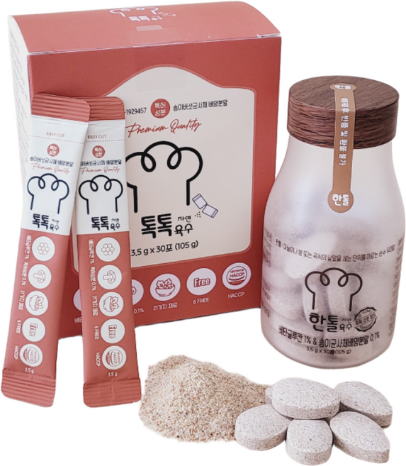 [한톨1 + 톡톡1] 한톨 코인 육수 톡톡 분말 육수 송이버섯 베타글루칸이 함유된 만능자연육수, 105g