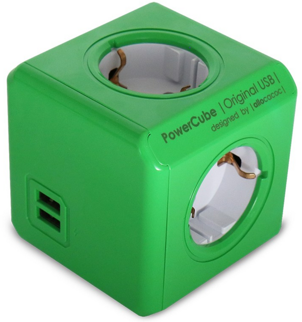 파워존 파워큐브 4000w 고용량 멀티탭 4구 USB 컬러 그린 16A, 1개