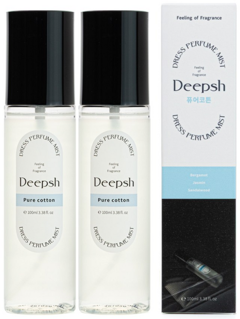 딥쉬 니치 퍼퓸 섬유향수, 퓨어코튼, 100ml, 2개
