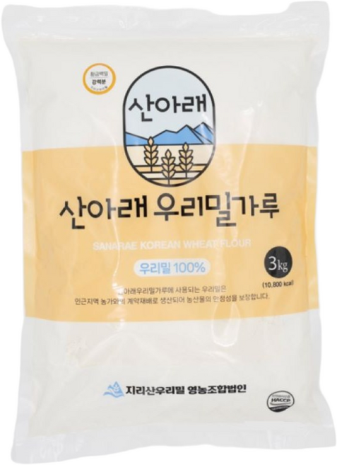 햇밀!! 황금알 백밀가루(강력분+), 3kg, 1개