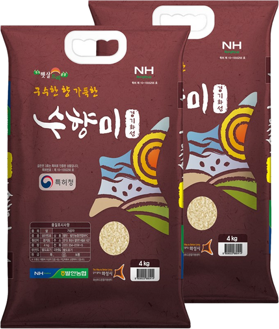 25년 햅쌀 발안농협 수향미 8kg (4kg+4kg) 상등급 단일품종, 4kg, 2개