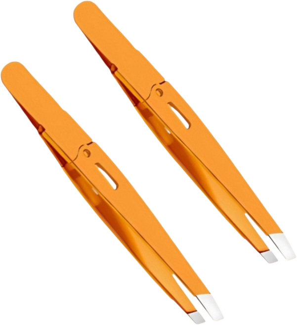 픽커리 미세모 새치 잔털 눈썹 정리용 잘뽑히는 고급 미세 족집게 트위저, 2개, 오렌지