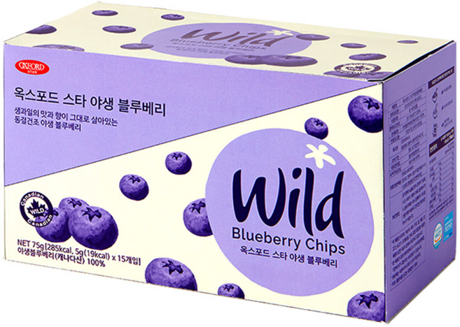 [일반 블루베리보다 높은 고성분] 캐나다 100% 옥스포드 야생블루베리 동결건조 과일칩 5g X 15입