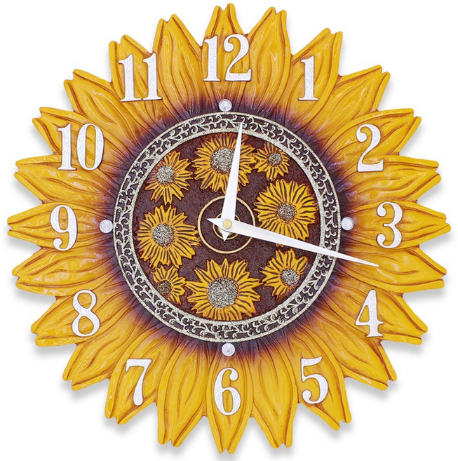 골드디자인 부자되는 엔틱 해바라기 무소음 인테리어 벽시계, CL A01 (중)