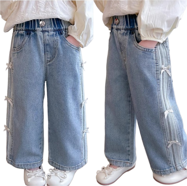 상상키즈 리본포인트 와이드 데님팬츠 키즈