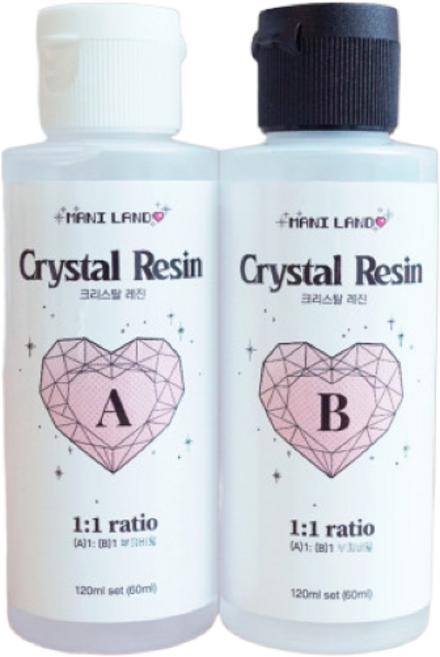 [마니랜드] 1:1 크리스탈 레진 240ml / 주제 경화제 포함 공예용 에폭시 레진, 240ml 세트 (주제 120:경화제 120), 1개