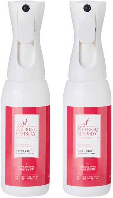 리프레시 숨쉬다 아기옷 섬유 실내 담매 냄새 제거 범용 탈취제, 2개, 500ml