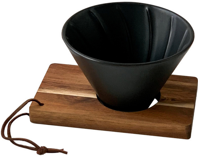 FATTYS 핸드드립 도자기 드리퍼 세드, 1세트, 블랙