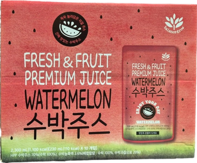 코스트코 발란스그로우 HPP 수박주스, 10개, 230ml