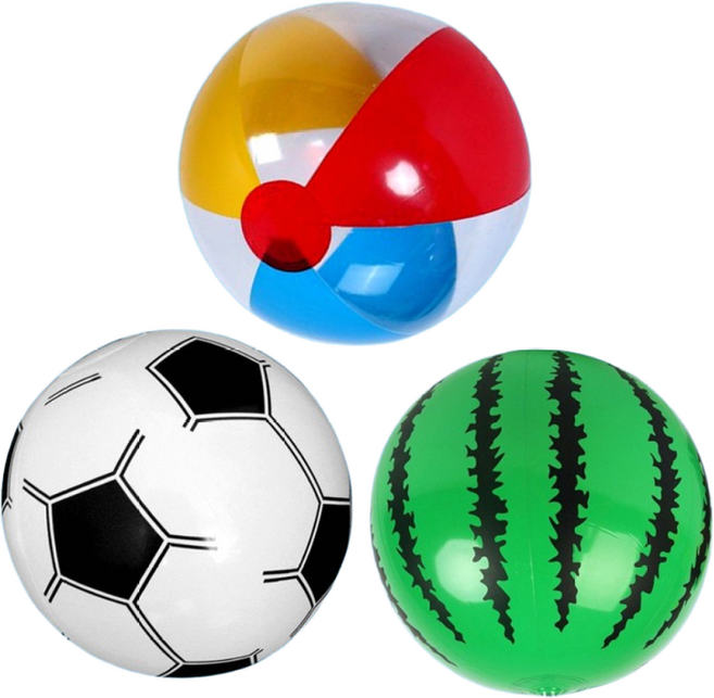 CULT 물놀이공 비치볼 3종세트, 수박볼 삼색볼 축구볼, 1세트, 26cm
