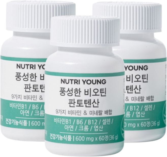 뉴트리영 풍성한 비오틴 판토텐산, 60정, 3개
