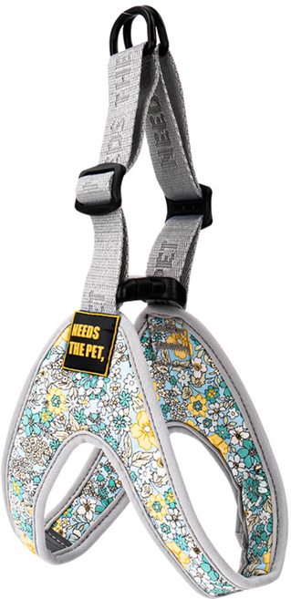 니즈더펫 이지 패턴 강아지 하네스, 플라워 블루, 1개
