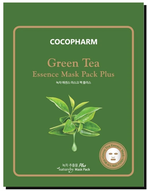 COCOPHARM 에센스 마스크팩 플러스 녹차 25g, 1개입, 50개 - 쿠팡