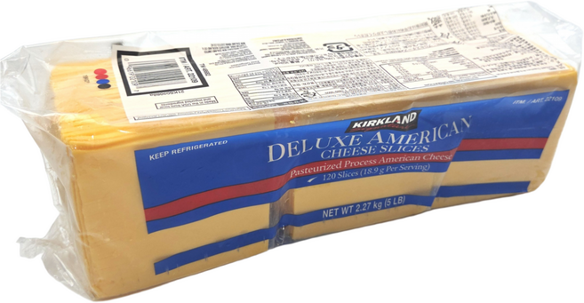 [식자재랜드] 코스트코 커클랜드 시그니춰 디럭스 아메리칸 슬라이스 치즈, 1개, 2.27g