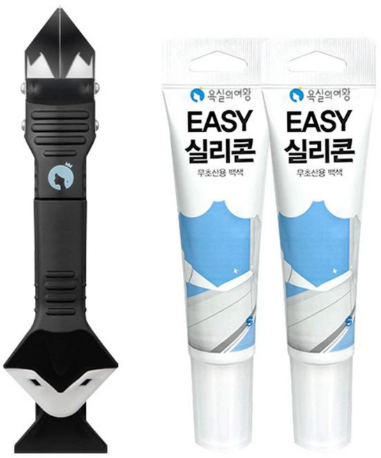 욕실의여왕 실리콘 스크래퍼 헤라 타일 줄눈 제거기/스크래퍼 1개+이지실리콘 2개, 1세트