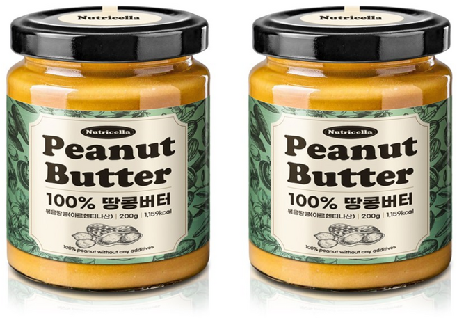 뉴트리셀라 무첨가 100% 리얼 땅콩버터, 2개, 200g