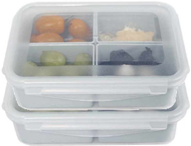 초특가 한정상품 나눔 칸막이 칸칸이 밀프랩 도시락통 반찬통 밀폐용기 2+2, 1세트, 4칸 1500ml 4개