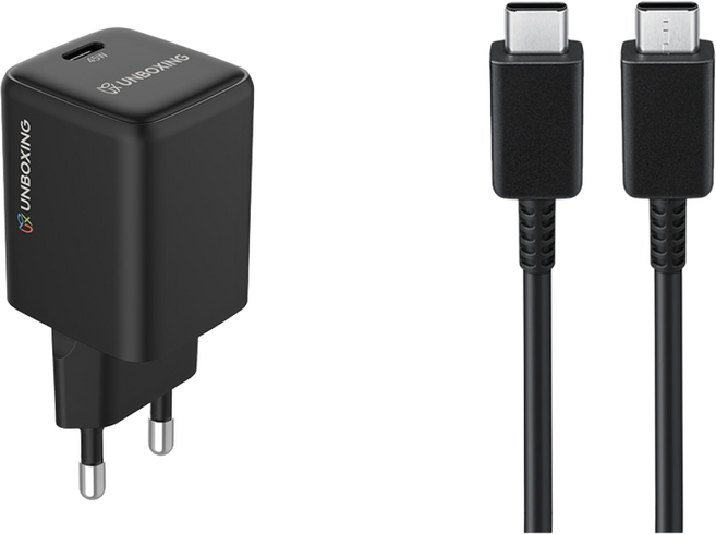 UBX 45W USB PD PPS 초고속 충전기 + 45W C to C 충전 케이블 1m, 1세트, 블랙