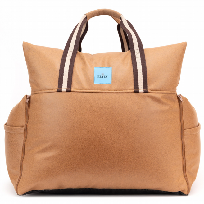 강아지 차량용 카시트 중소형견 햇빛가리개 탑재 PU가죽 안전벨트 고정 이릴리(ELILY), 카멜, 1개