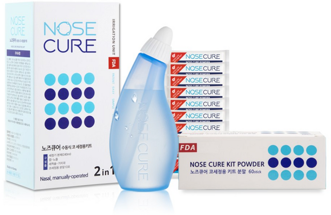 노즈큐어 블루 코세척기 세트 + 코세척분말 70포, 1세트
