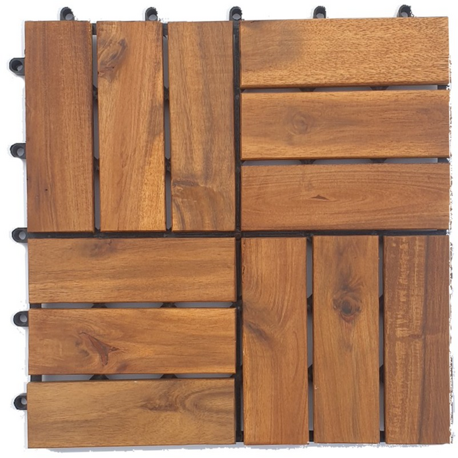이쁜집 아카시아 원목 데크타일 베란다 타일 12슬롯 10개 1세트, 내츄럴