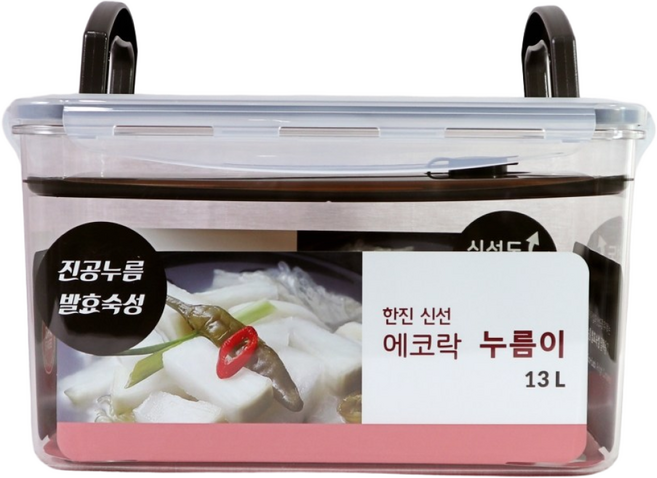 한진 신선 에코락 누름이 13L 누름판 투명 플라스틱 발효 숙성 김치 통 특 대 용량, 1개