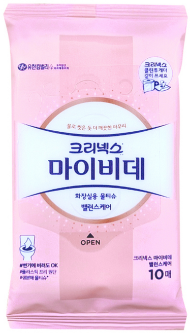 크리넥스 마이비데 레이디 비데티슈, 10매, 20개