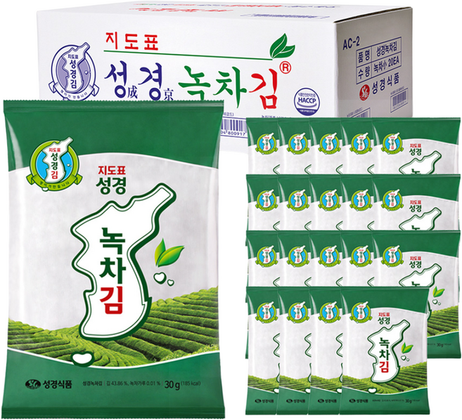 지도표성경 녹차김, 20개, 30g