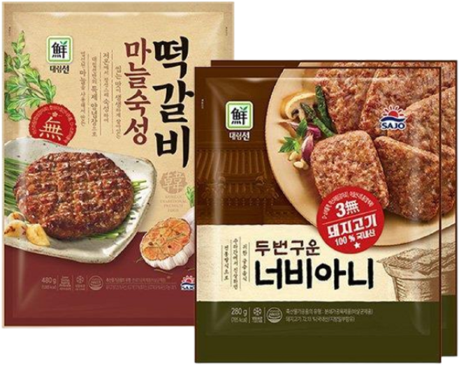 [사조대림] [대림냉동]마늘숙성떡갈비 480g +두번구운너비아니 560g(280g X2), 2개, 280g