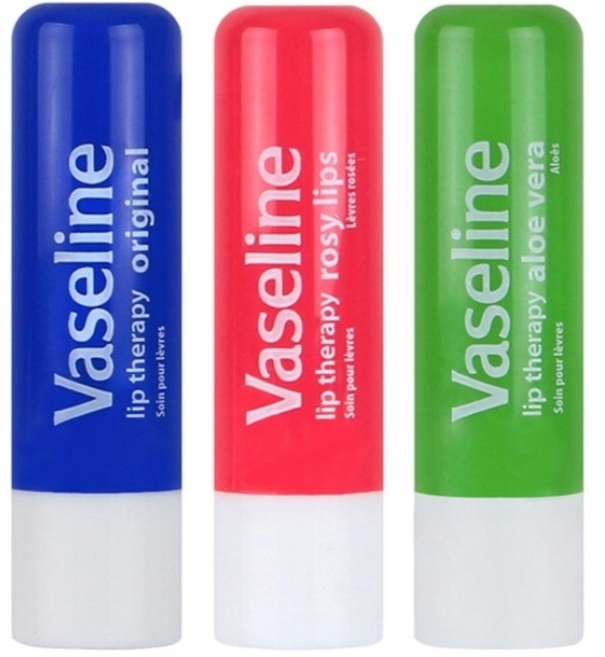 바세린 립테라피 립밤 스틱형 3종, 로지립스+오리지날+알로에, 1개, 4.8g