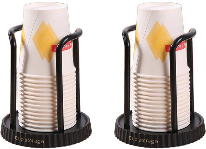 슈리팜 탕비실 종이컵 디스펜서 컵 보관 홀더, 2개, 블랙