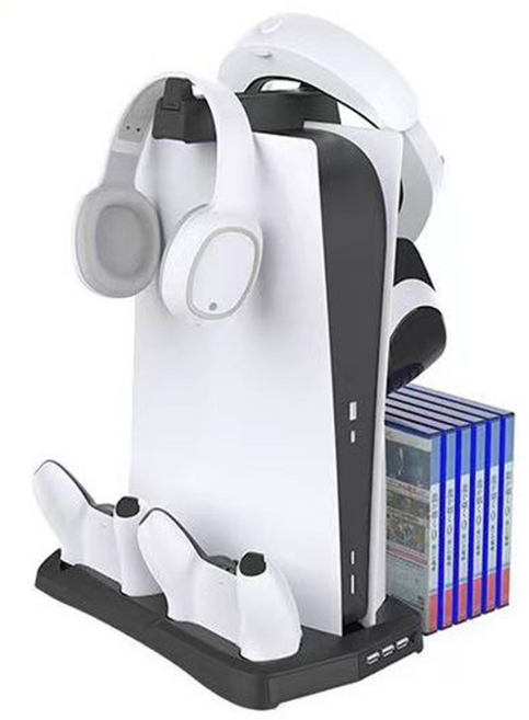 PS5 다기능 충전 쿨링거치대 스탠드 디지털에디션 울트라HD 버전 공용 저소음, 블랙, KJH-P5-026 충전 스탠드 거치대, 1개