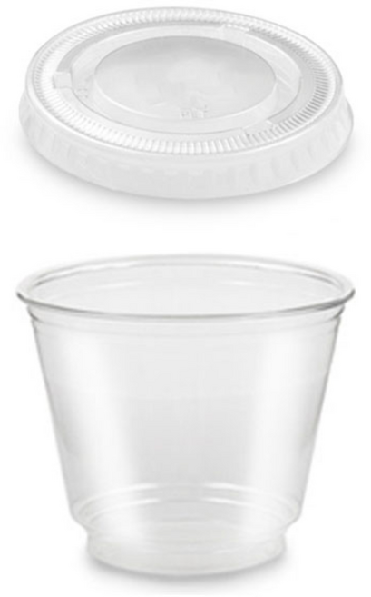 엠엔피 일회용 투명 과일컵 디저트 샐러드 포장용기 9온스 평뚜껑, 1개, 100세트