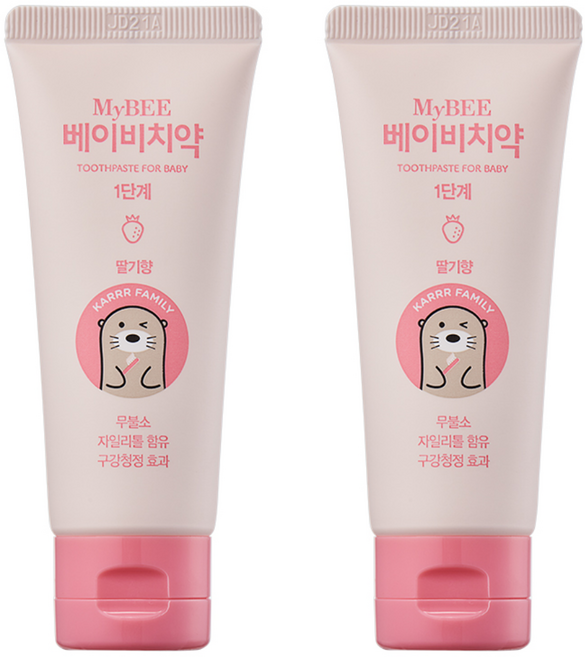 마이비 베이비 어린이 치약 1단계 딸기향, 50g, 2개