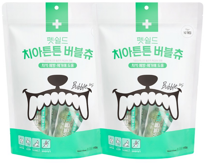 펫쉴드 치아튼튼 버블츄 강아지 치석 제거 덴탈츄, 닭고기, 15g, 20개