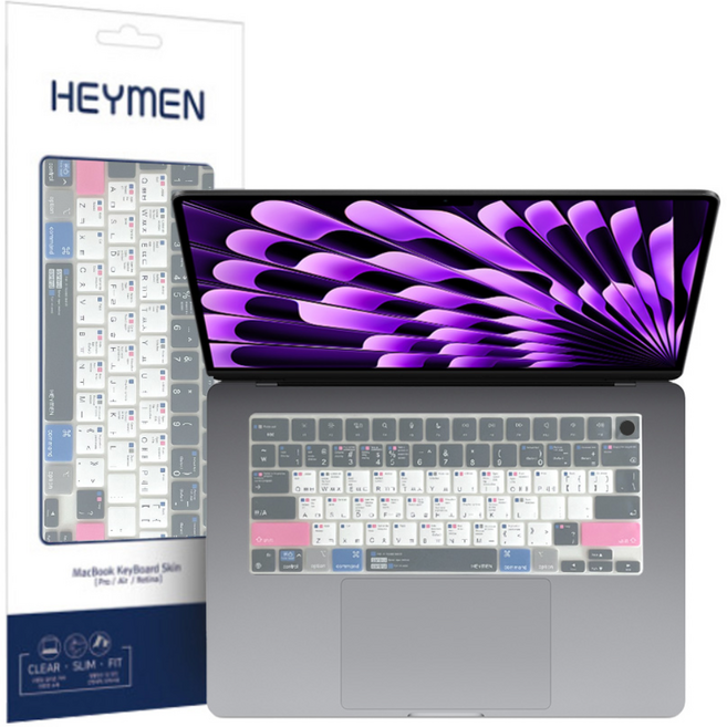 맥북 에어 13 15 인치 M2 M3 M4 파스텔 키보드 키스킨, 1개, 에어13/15(그레이)