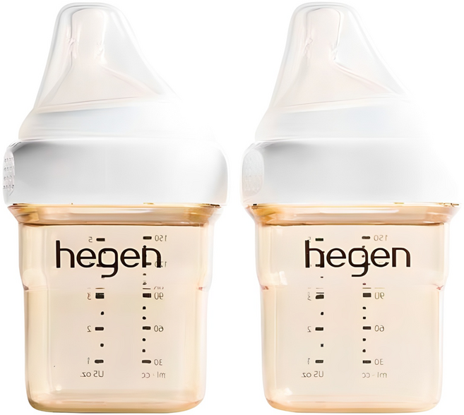헤겐 PPSU 젖병 + 젖꼭지 트윈팩, 화이트, 150ml, 2개