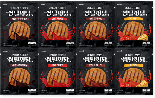 재미어트 썸탈꺼닭 소스 닭가슴살 스테이크 4종 혼합 구성 (냉동), 120g, 8개