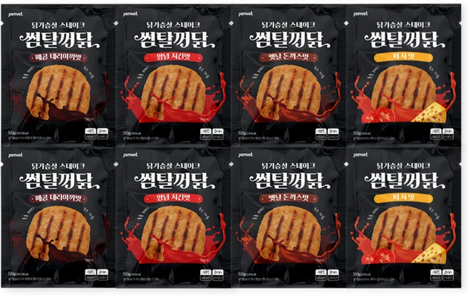 재미어트 썸탈꺼닭 소스 닭가슴살 스테이크 4종 혼합 구성 (냉동), 120g, 8개 - 쿠팡