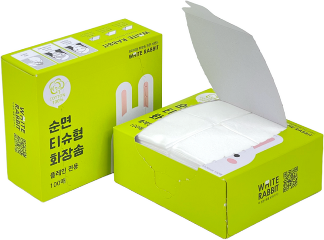 화이트래빗 플레인전용 화장솜, 100매입, 6개